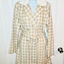 Aura  It's A Look Beige Plaid Coat Tie Double Breast Pearl Button M J NWT Photo 3