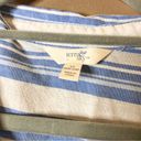 Terra & Sky  Linen Stripe Button front Blouse Shirt Blue White Size 1X Photo 2