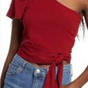 Project Social T  one shoulder tie shirt in red/maroon Photo 0