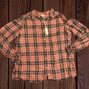 Max Studio Women’s Size Large Red Tartan Plaid Button Down Shirt • Shirred Cuffs Photo 1