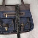 Gold Coast Blue Denim Faux Leather Shoulder Bag Photo 10