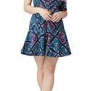 Natori Josie  Ruffle One Shoulder Women 2 Retro Y2K Paisley Colorful Mini Dress Photo 0