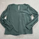 Nine Britton  Green Pleated V-Neck Blouse Women's Medium 3/4 Ruffle Sleeve Detail Photo 7