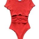 Princess Polly Nicola Red Ribbed Cut Out Going Out Bodysuit size 4 XS / Small Photo 0