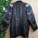 Vtg Suzelle Genuine Leather Embroidered Embossed Oversized Coat Jacket Size M Size M Photo 1