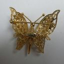 Monet Vintage Butterfly Filigree Brooch Pin Figural Insect Flying Wing Gold Tone Photo 6