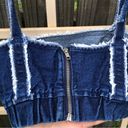 ZARA TRF DENIM CROP BRA FRAYED TOP XS Photo 4