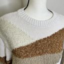 Lou & grey  Loft Colorblock Textured Coastal Crewneck Sweater Medium White/Tan Photo 2