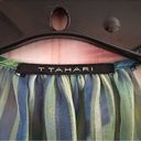 T Tahari  Green Tropical Print Sleeveless Blouse Photo 3