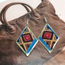 Western Cowgirl Wool & Alpaca Silver Earrings Set Boho Aztec Pattern Handmade Photo 5