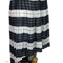 Harvé Benard Harve Benard Large Blue Line Stripe Hi Lo Striped Pleated Skirt Boho NWT Photo 1