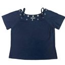 St. John  Sport Navy Blouse Shirt Top w/ Metal Grommet Classic Size Medium Womens Photo 0