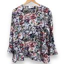 Habitat  Floral Button Up Blouse with Ruffle Hem Women’s size Large Photo 1