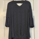 Westbound  Women’s Striped Blouse Cutout in Back  Bell Sleeves XL Photo 2