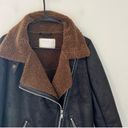 ZARA black faux leather aviator style jacket with brown Sherpa lining size small Photo 8