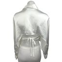 ZARA  White Satin Collar Long Sleeve Button Front Boxy Shirt Blouse Crop Top XS Photo 1