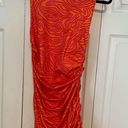 SheIn Pink and Orange Marble Print Drawstring Ruched Dress Photo 1