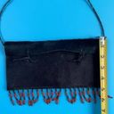 Chateau  Women's Black Leather Fringed Boho Mini Purse Handbag Photo 3