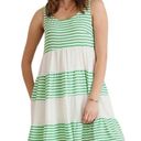 Entro  Green & White Striped Tiered Sleeveless Dress Size Medium Photo 0