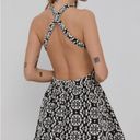 Bardot Floral Embroidered Open Back Dress Black & White Photo 1