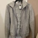 The North Face Light Gray Quilted Zip Up Hooded Jacket, Small Photo 3