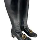 Gucci  Victoire GG Low Heel Leather Boots In Black Photo 5