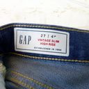 Gap  Jean Women 27 4 P Blue Wash Vintage Slim High Rise Ankle Raw Hem Denim Photo 11