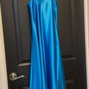 David's Bridal David’s Bridal Blue Satin A-Line Dress Size 4 Photo 0