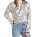 Something Navy  • Cream Navy Burgundy Striped Blouse Photo 0