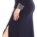 Vince Camuto Navy Dark Blue Embellished Long Sleeve Drape Evening Bodycon Maxi Dress Photo 4