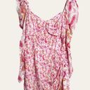 Rococo  Sand Pink White Paisley Print Long Puff Sleeve Mini Dress Size M Photo 0