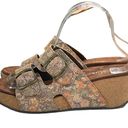 White Mountain  Chandler Platform Wedge Sandals Floral Leather Footbeds size 9.5 Photo 7