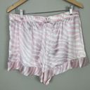 Victoria's Secret Victoria Secret Satin Pajama Shorts XL Pink White Zebra Stripe Silky Pull On New Photo 4