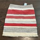 J. McLaughlin  Carmela Short A-Line Striped Skirt with Fringe Size 0 NWT Photo 0