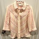  No Iron Bias Striped Linen Button Down Shirt Chico's 1 US 8/10 Photo 0