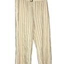 J.Jill  Linen Stretch Womens Jenna Striped Belted Wide Leg Crop Pants Ivory Photo 1