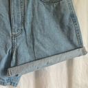 ZARA  High Waisted Light Wash Foldable Multi Length Mom Denim Jean Shorts Photo 2