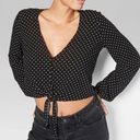 Wild Fable  polka dot button up tie front crop top Photo 0