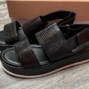 Via Spiga  Women's Black Leather Gabourey 2 Slingback Platform Sandals  sz 7 Photo 3