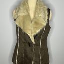 INC International Concepts Womens Night Moss Faux Suede Faux Fur Vest - Size Med Photo 1