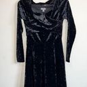 Chelsea28  Black Velvet Long Sleeve Dress women's size small Photo 0