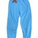 Aviator Nation NEW  Rainbow Embroidered Classic Sweatpants Light Sky Blue Size L Photo 0