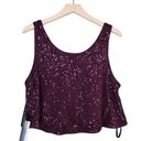 Wildfox  Womens L Armidale Sequin Crop Tank in Dark Purple NEW Photo 2