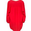 Pleione Red Flowy 3/4 Elastic Cuffed Sleeve Business Casual V-Neck Blouse Photo 1