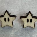 Nintendo Mario Power Star Wood Stud Earrings Photo 1