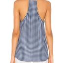 Cami NYC NWOT  Georgette Blue & White Gingham 100% Silk Lace Trim Racerback Top Photo 1