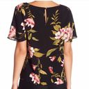 Socialite  Black Floral Flutter Sleeve Tie Front Blouse Top Women’s Size XS Photo 1