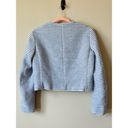 ZARA  Basic Blue Tweed Cotton Striped Cropped Blazer Jacket Size S Photo 3