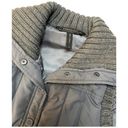 BCBG Maxazria Puffy Wool Sweater Trim Snap Up Front Pockets Vest Gray S Photo 7
