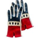 VTG Driving Gloves Women O/S White Stretch Nylon Spandex Leather Mesh Red Blue Photo 0